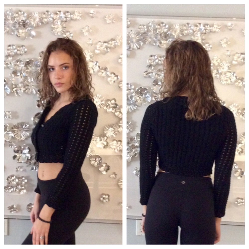 Meringue black mini cardigan sweater size Small